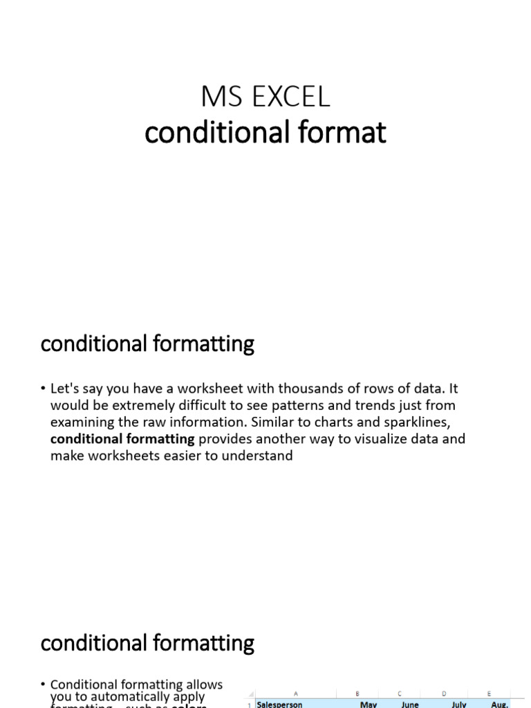 Lecture 10 Conditional Format | PDF | Microsoft Excel | Icon (Computing)