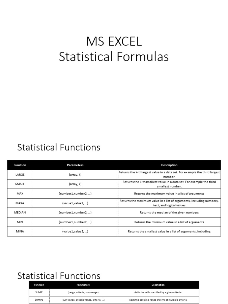 Lecture 13 Statistical Functions | PDF | Average | Arithmetic Mean