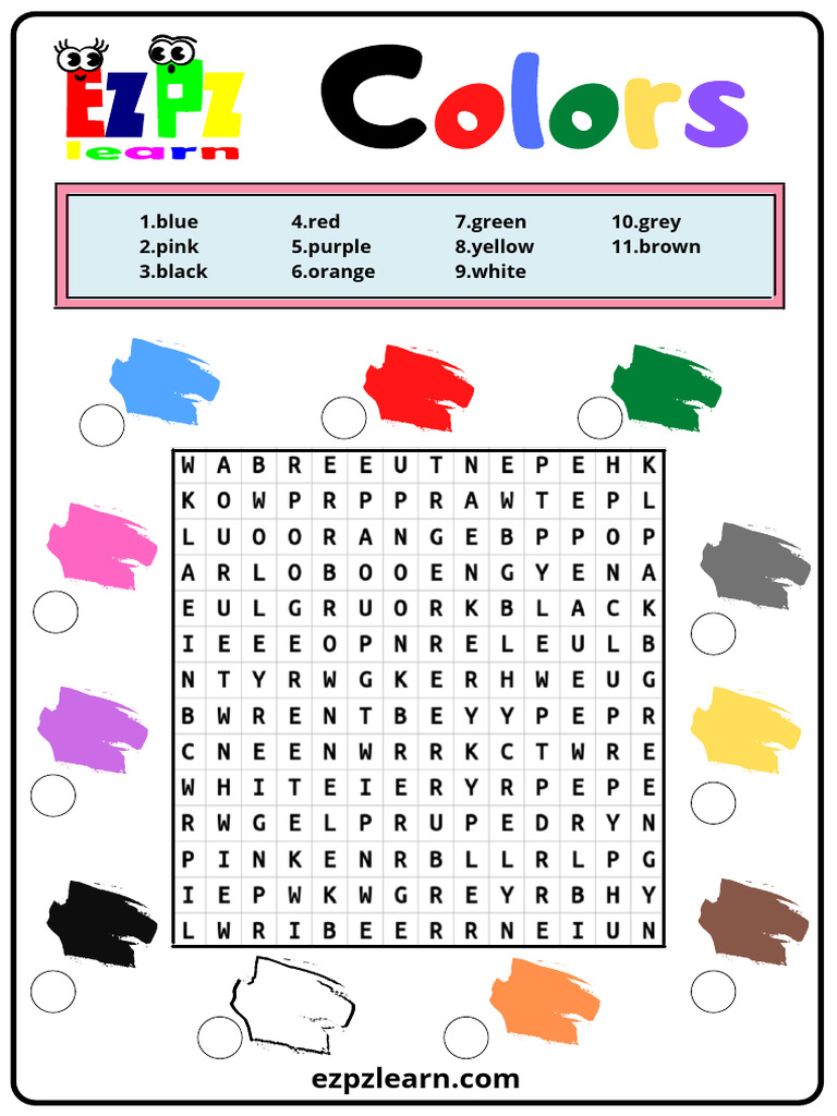 Colors Word Search 1 | PDF
