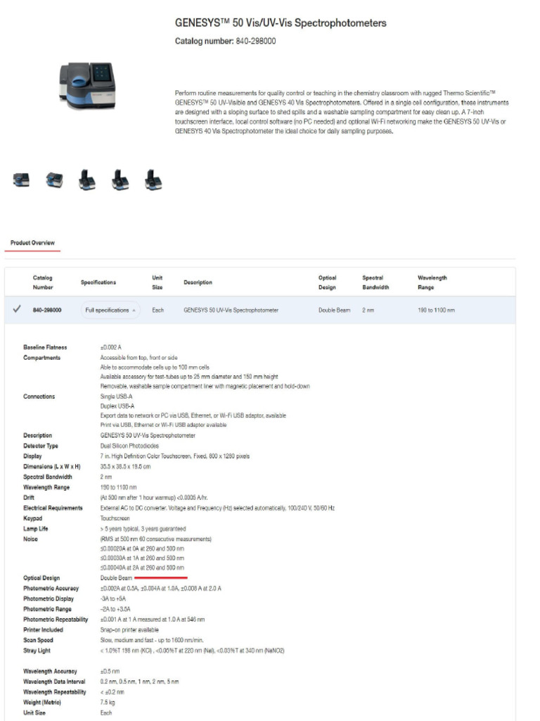 Genesys 50 Uv-Vis Spectrophotometer | PDF