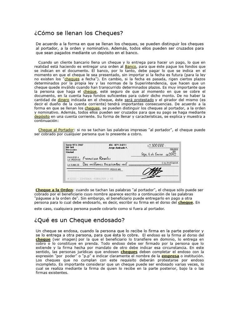 Cheques | PDF | Cheque | Bancos