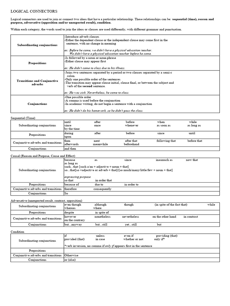 Logical Connectors - Grade 8 English Lesson | PDF | Adverb | Linguistics