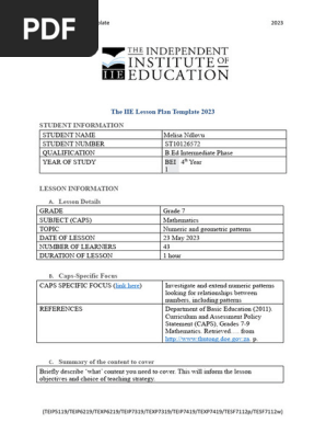 Maths lesson Plan