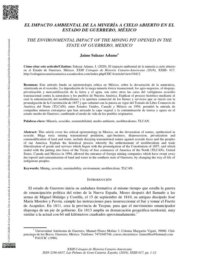 Impacto Ambiental de la Minería en Guerrero | PDF | Minería | México