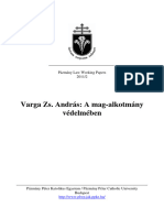 Varga Zs. András: A Mag-Alkotmány Védelmében: Pázmány Law Working Papers 2011/2