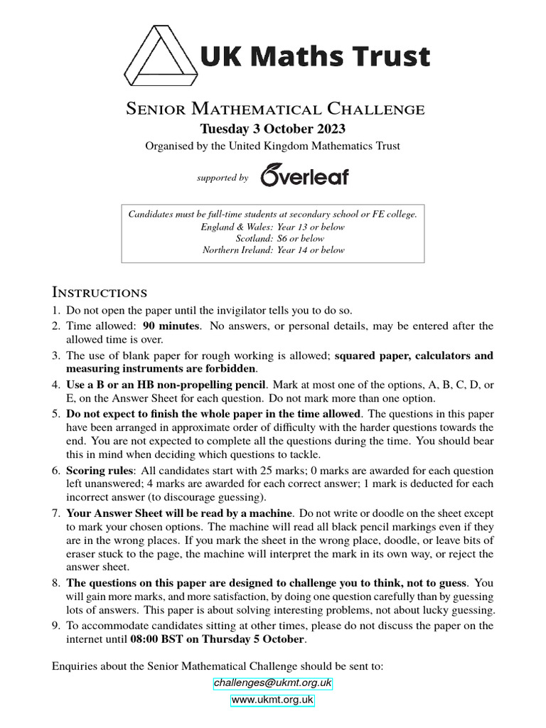 Smc 2023 Paper Pdf Mathematics Elementary Mathematics