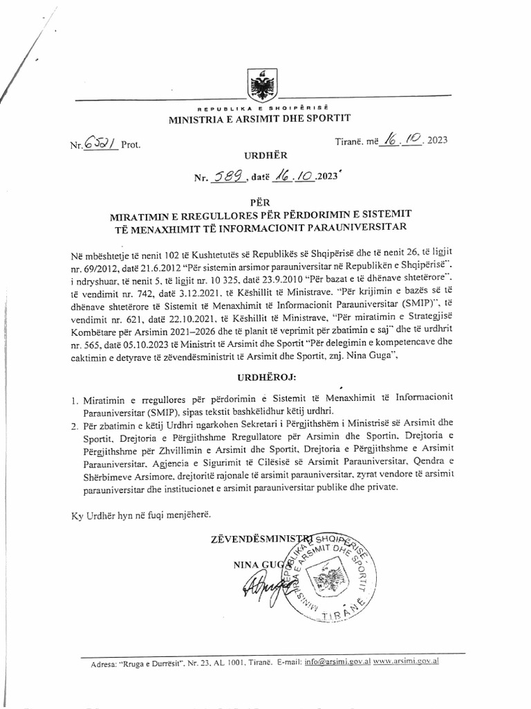 Rregullore Për Përdorimin e SMIP | PDF