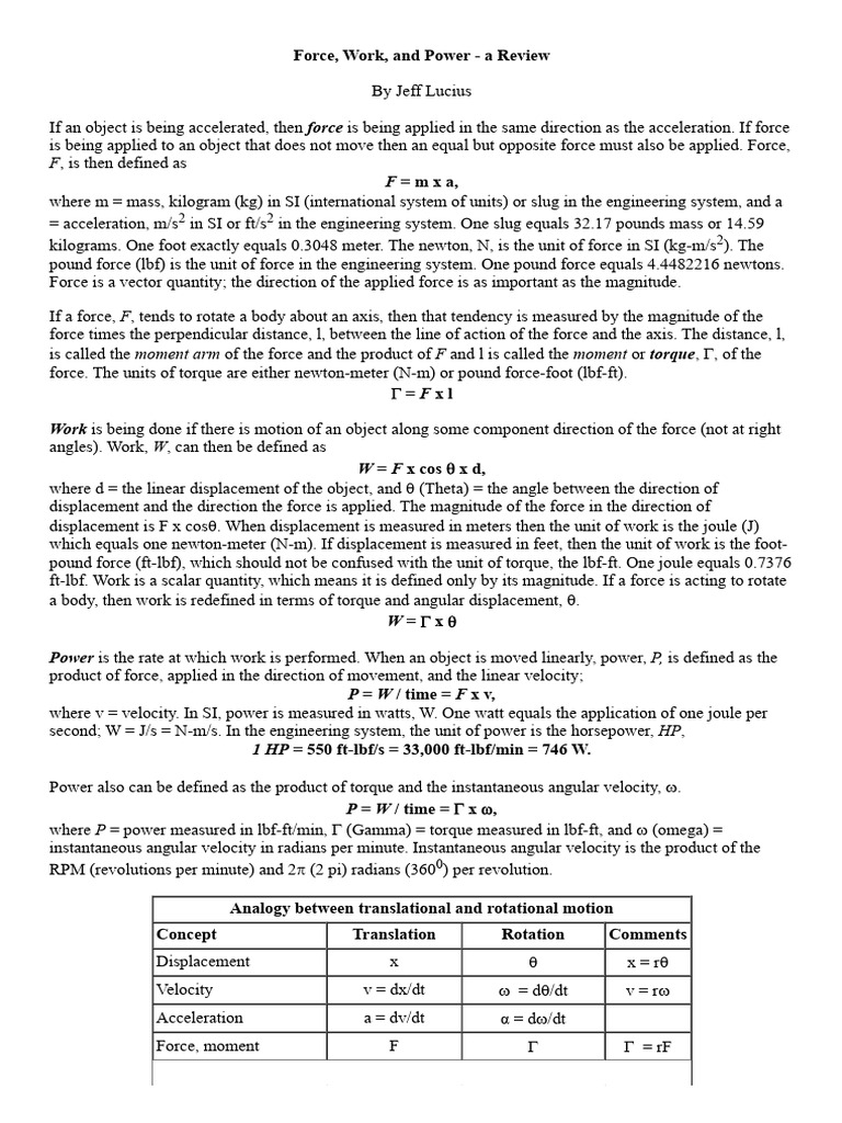 Stealth 316 force work and power download free pdf torque force