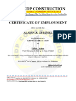 Certificate of Employment KDP