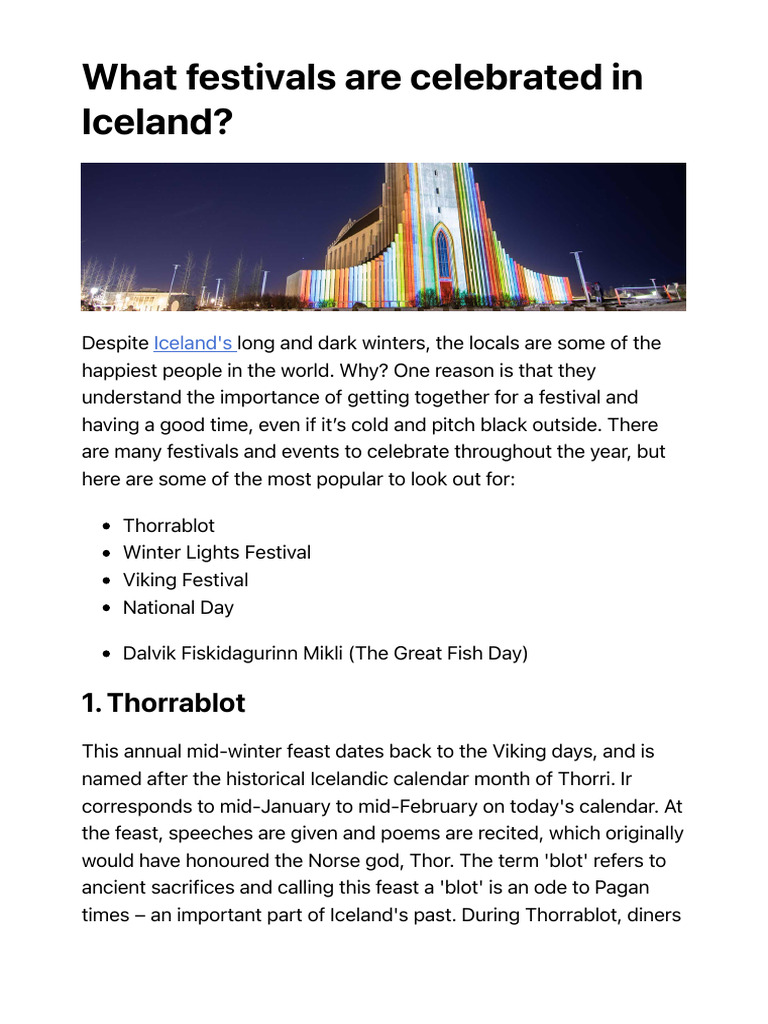 What Festivals Are Celebrated in Iceland? - Intrepid Travel | PDF | Vikings