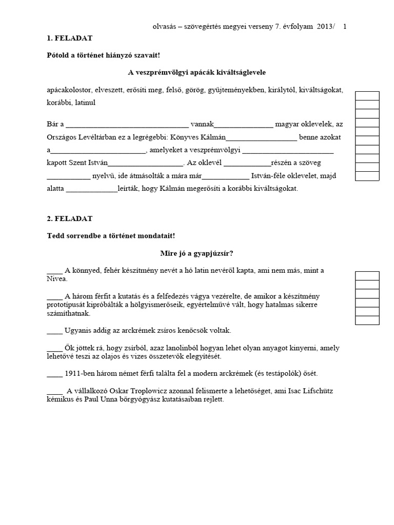 7 o Feladatlap 2013 | PDF
