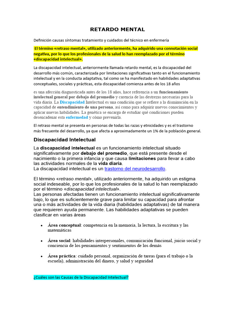Discapacidad Intelectual: Guía Básica | PDF | Discapacidad intelectual ...