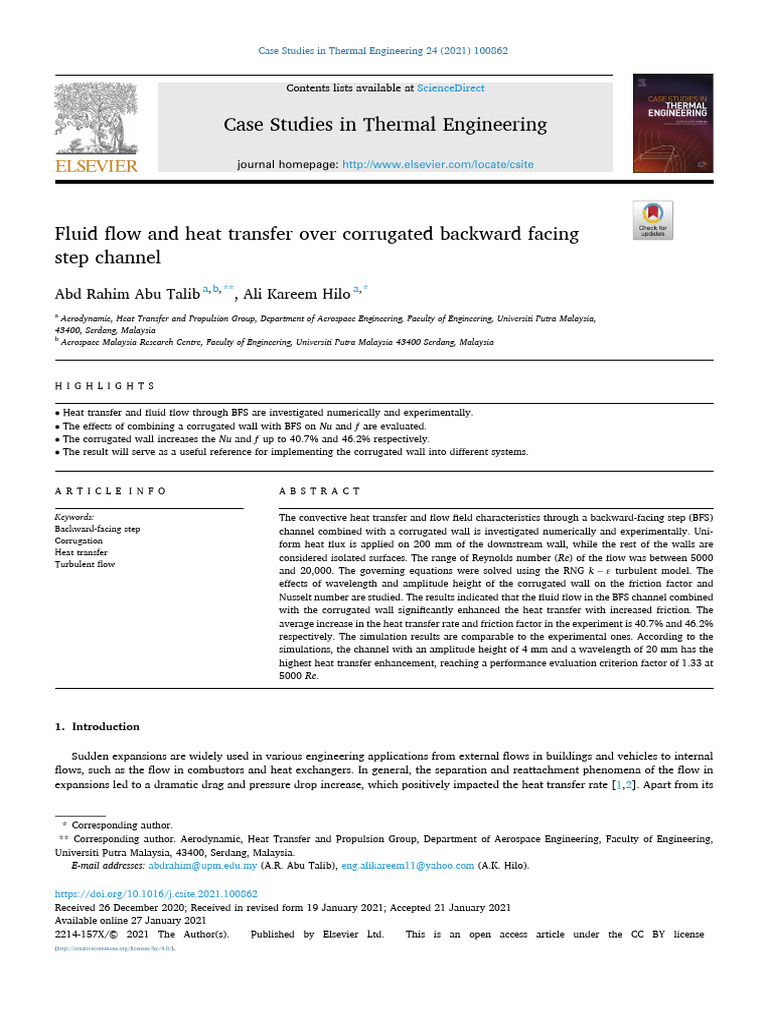 Enhancing Heat Transfer in BFS Channels | PDF | Fluid Dynamics | Heat ...