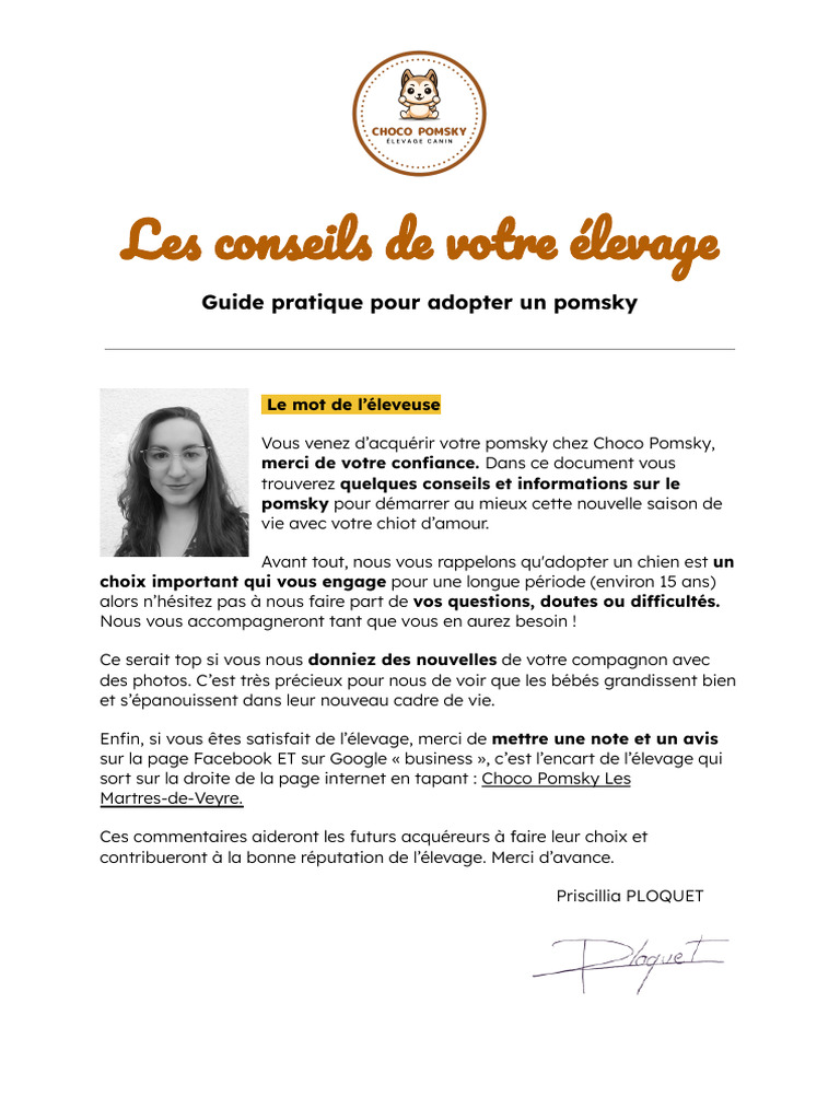 Conseils D'élevage Choco Pomsky - Docx-3 | PDF | Chiens | Repas