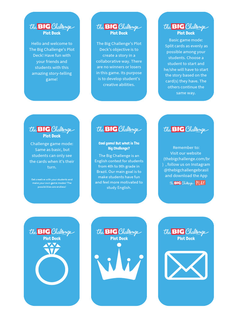 The Big Challenge Plot Deck With The Logo Behind PDF Card Games