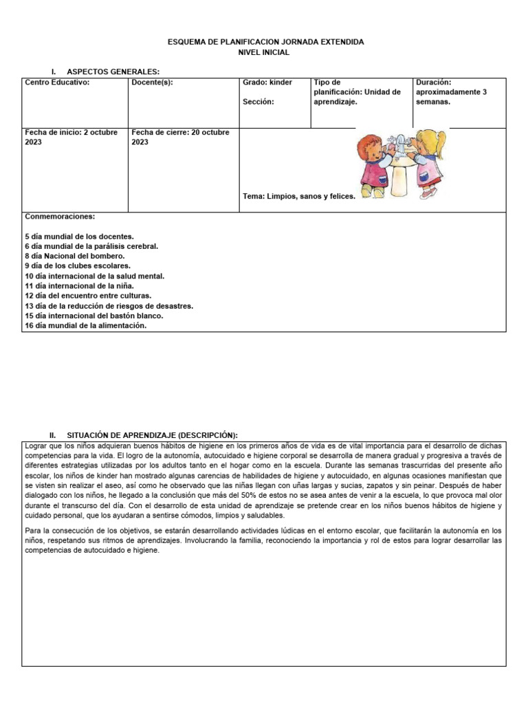 Hábitos de Higiene para Niños en Kinder | PDF | Educación de la primera ...