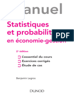 manuel Statistiques et probabilités en économie-gestion L essentiel du cours Exercices corrigés Étude de cas 2 e édition Benjamin Legros