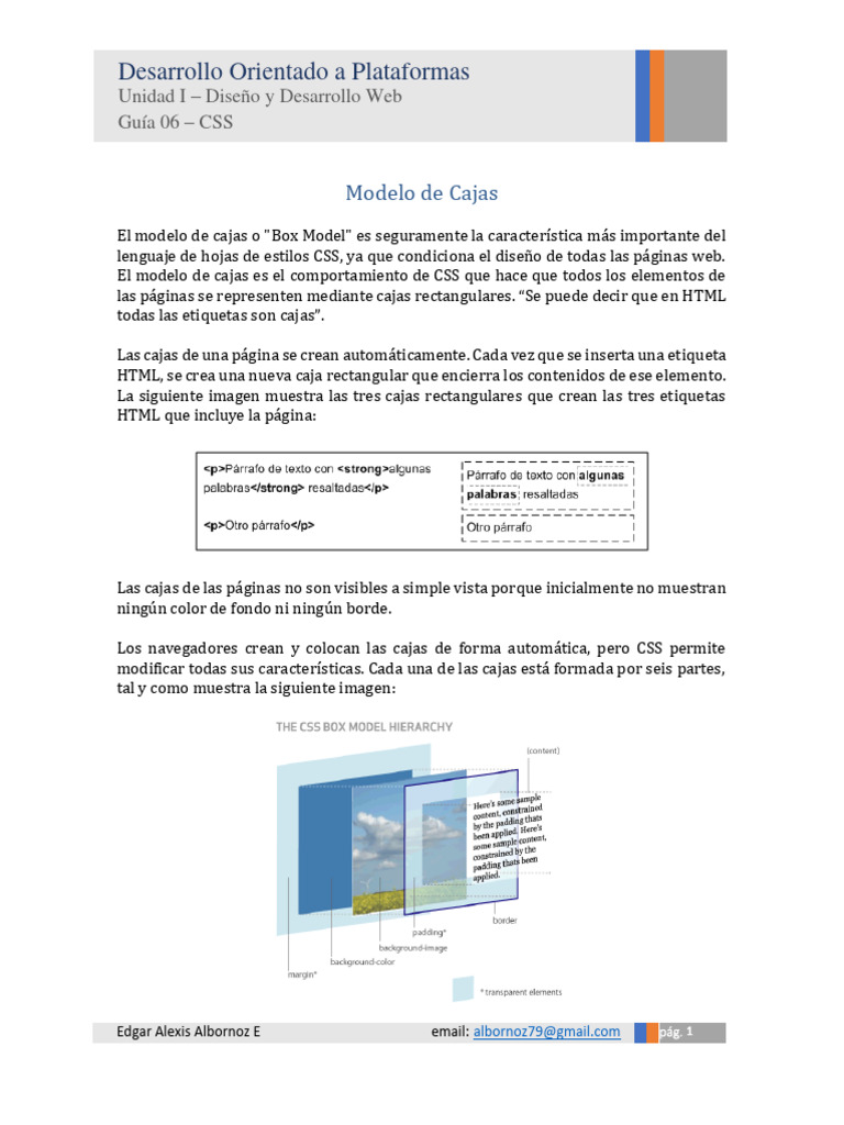 Guia 06 Css Modelo De Cajas Pdf Html Red Mundial