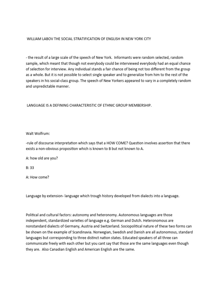 Social Stratification of English in NYC | PDF | Dialect | English Language