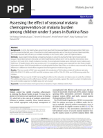 Assessing The Effect of Seasonal Malaria Chemoprevention On Malaria Burden Among Children Under 5 Years in Burkina Faso