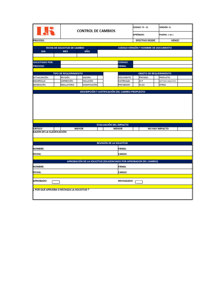 Formato de Registro de Cambios en El Diseño y Desarrollo | PDF