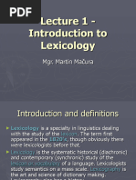 Lecture 1 - Introduction To Lexicology