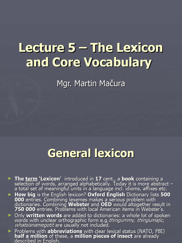 Lecture 5 - Lexicon | PDF | Lexicon | Word