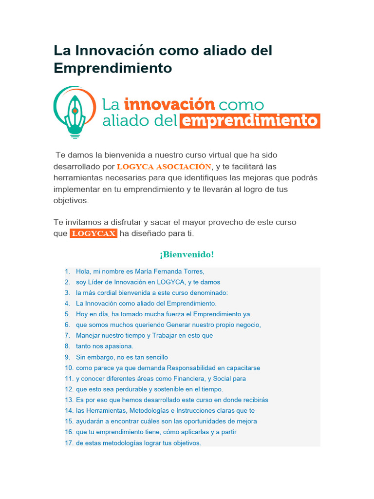 La Innovación Como Aliado Del Emprendimiento Pdf Iniciativa