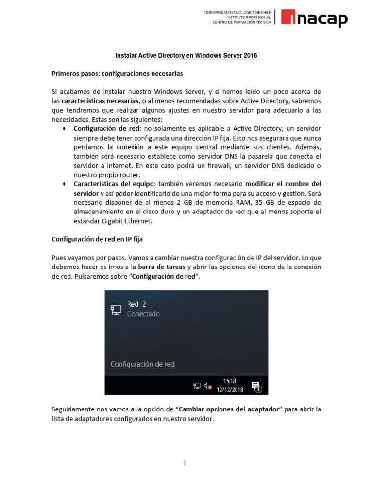 Configuración de Active Directory en Windows Server | PDF | sistema de ...