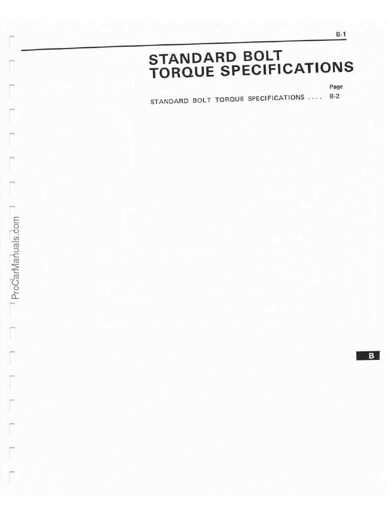 Standard Bolt Torque Specifications PDF
