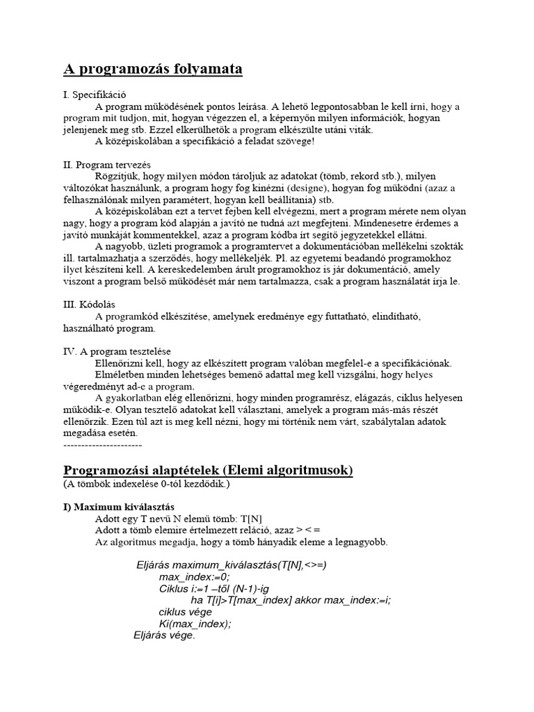 Programozasi Tetelek | PDF