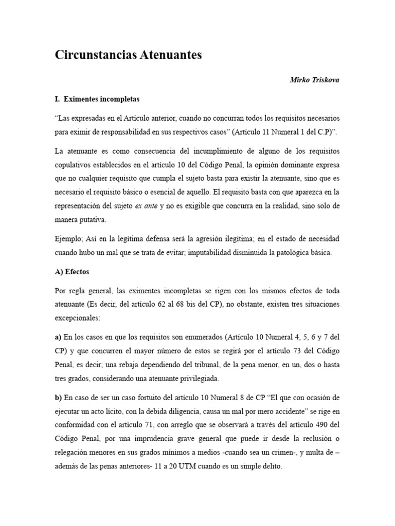 Circunstancias Atenuantes | PDF | Derecho penal | Crímenes