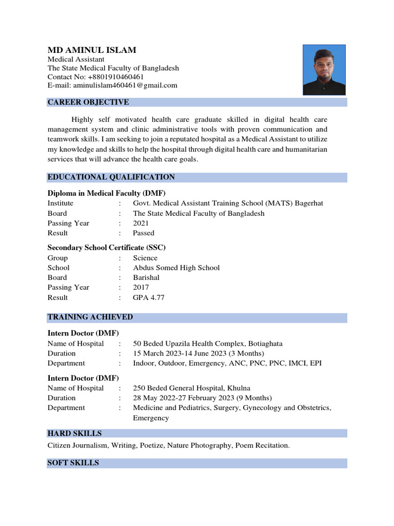 CV of MD Tanjimul Kabir | PDF | Medical School | Doctor Of Medicine