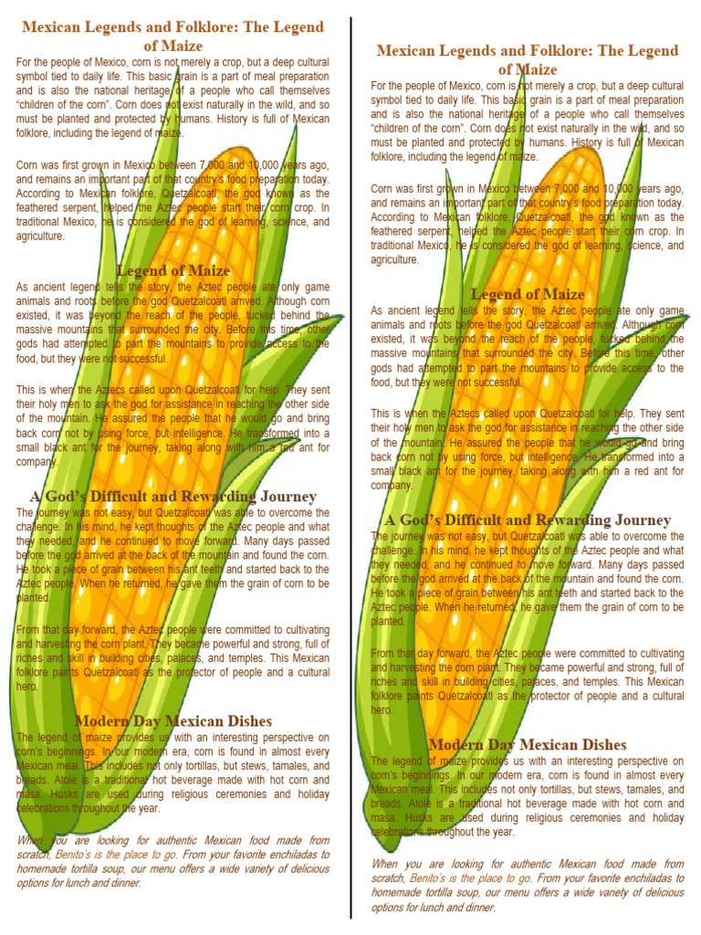 Aztec Legend of Maize and Culture | PDF | Maize | Mexican Cuisine