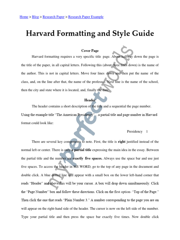 Harvard Style Research Paper Guide | PDF | Essays | Citation
