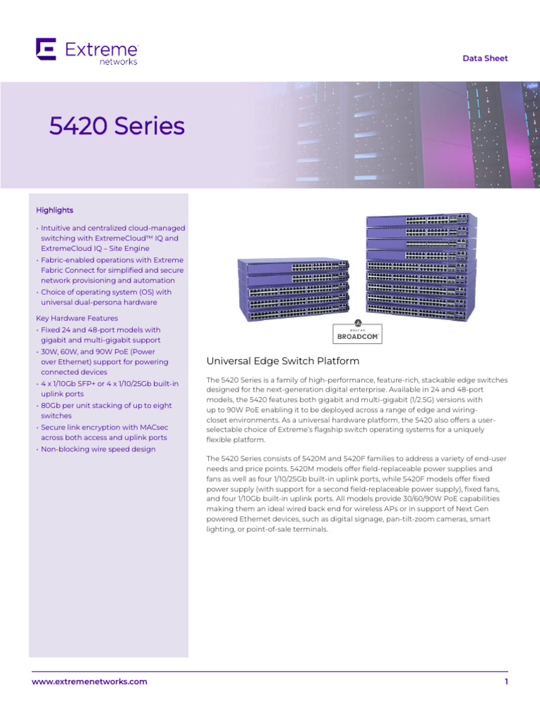 5420 DS 5420=1=enUS=Extreme Datasheet PDF Network Switch