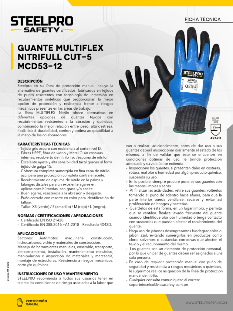 Ficha Técnica Guantes Multiflex Cut-5 | PDF | Guante | Revestimiento