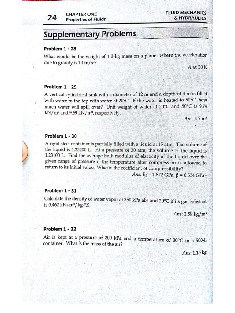 Supplementary Problems Chapter 1 | PDF