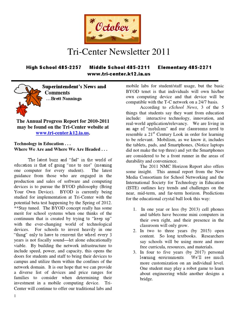 October 2011 TC School Newsletter | PDF | Teachers | Parenting