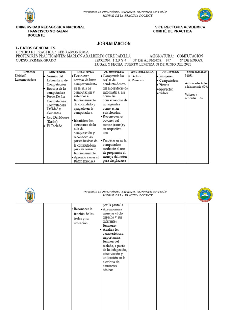 Jornalizacion De Primer Grado Honduras Image to u