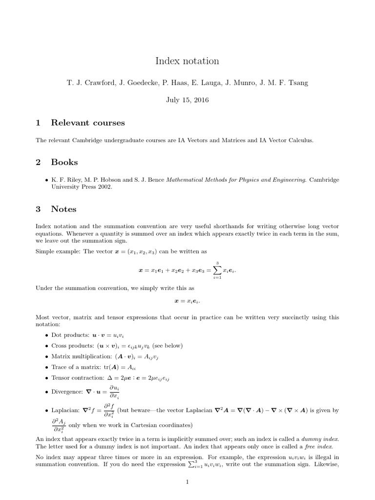 Index Notation | PDF | Euclidean Vector | Theoretical Physics