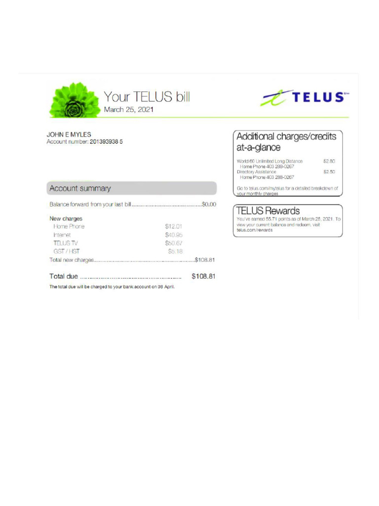 Telus Billing Sample | PDF