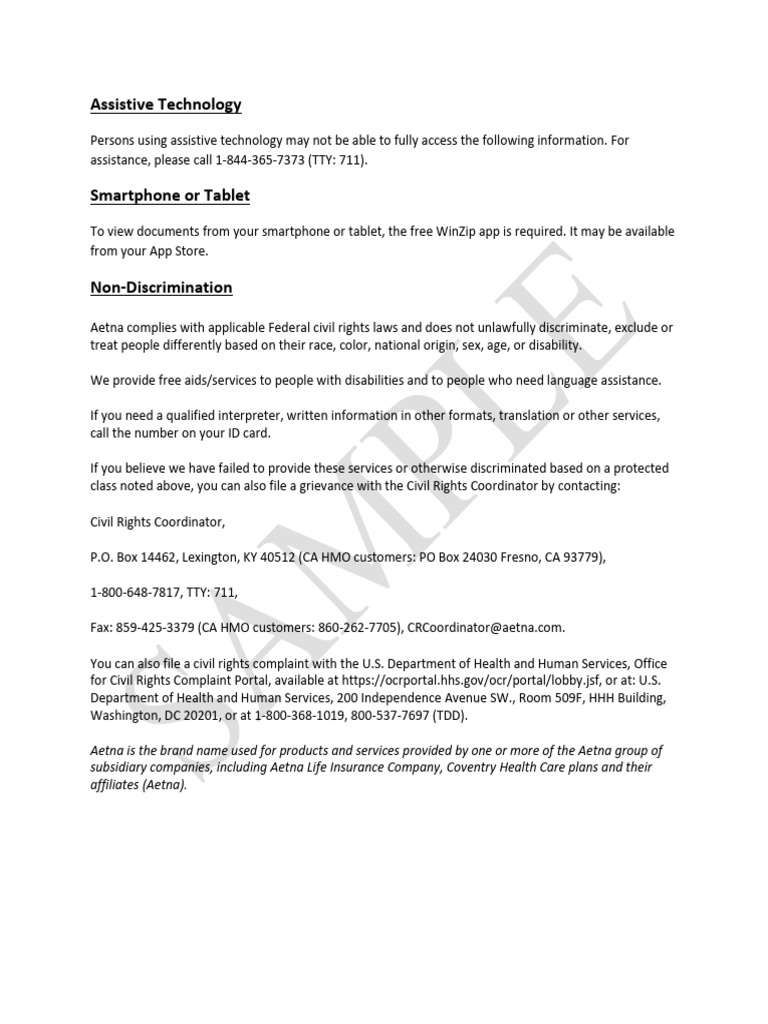 Sample Aetna PDF Download Free PDF Insurance Preventive Healthcare