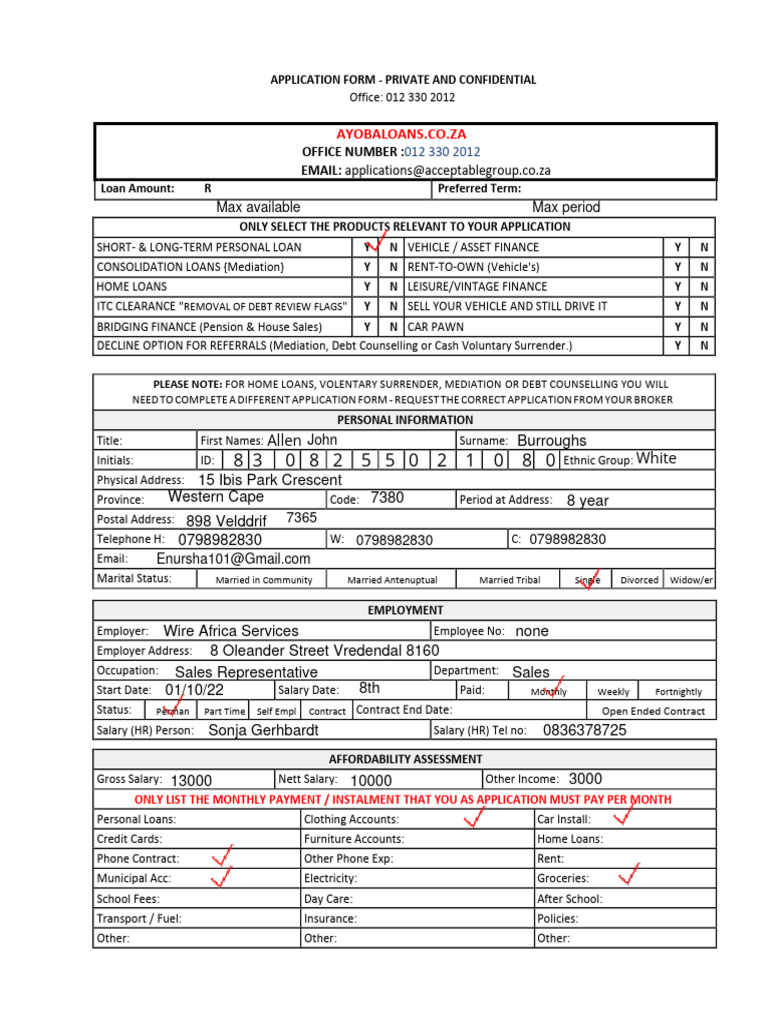 Loan Application Form Overview | PDF | Loans | Debt