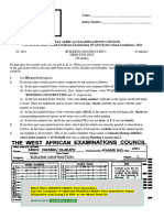 WAEC Building Construction Past Questions PDF Download