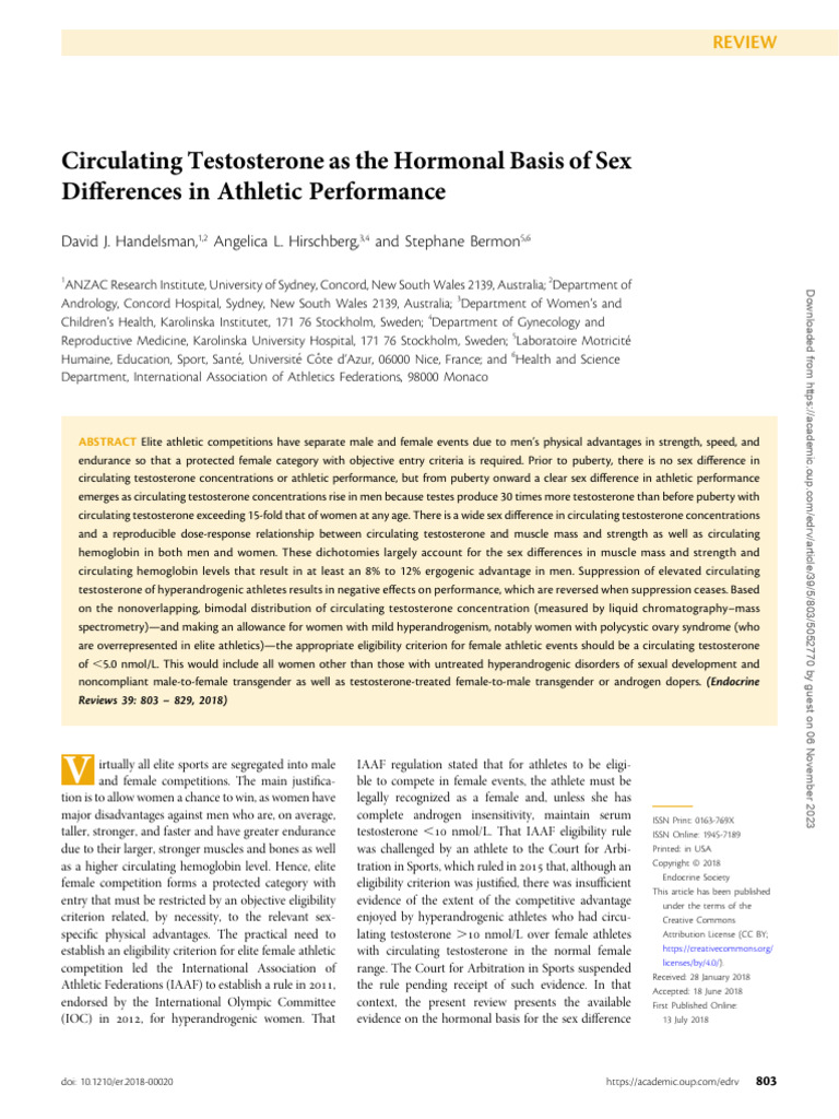 Circulating Testosterone As The Hormonal Basis of Sex Differences in ...