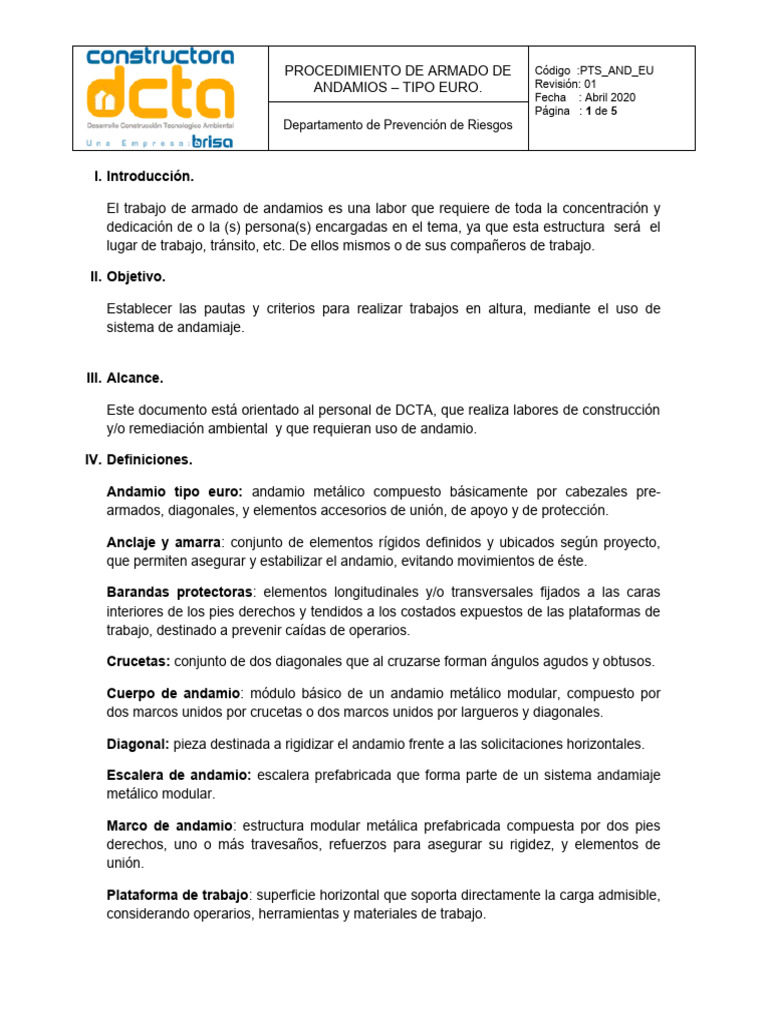 Armado De Andamio Pdf Andamio