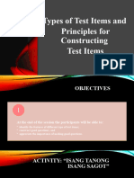 Types of Test Item and Principles For Constructing Test Items