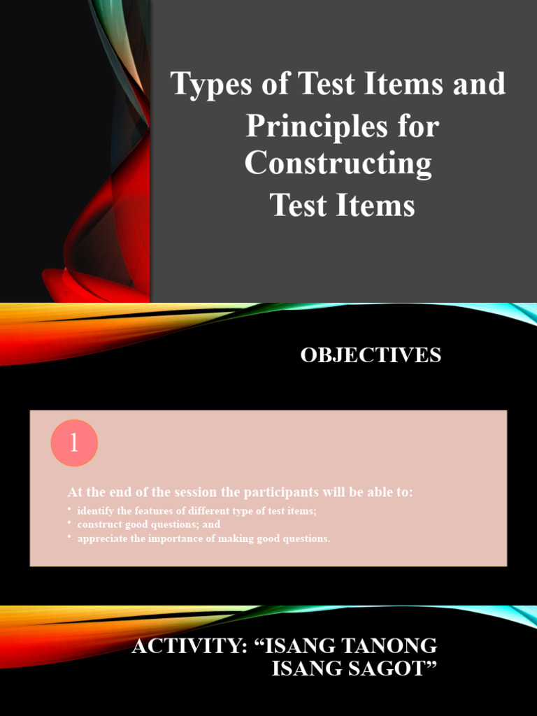 Test Item Types and Construction Principles | PDF | Multiple Choice ...