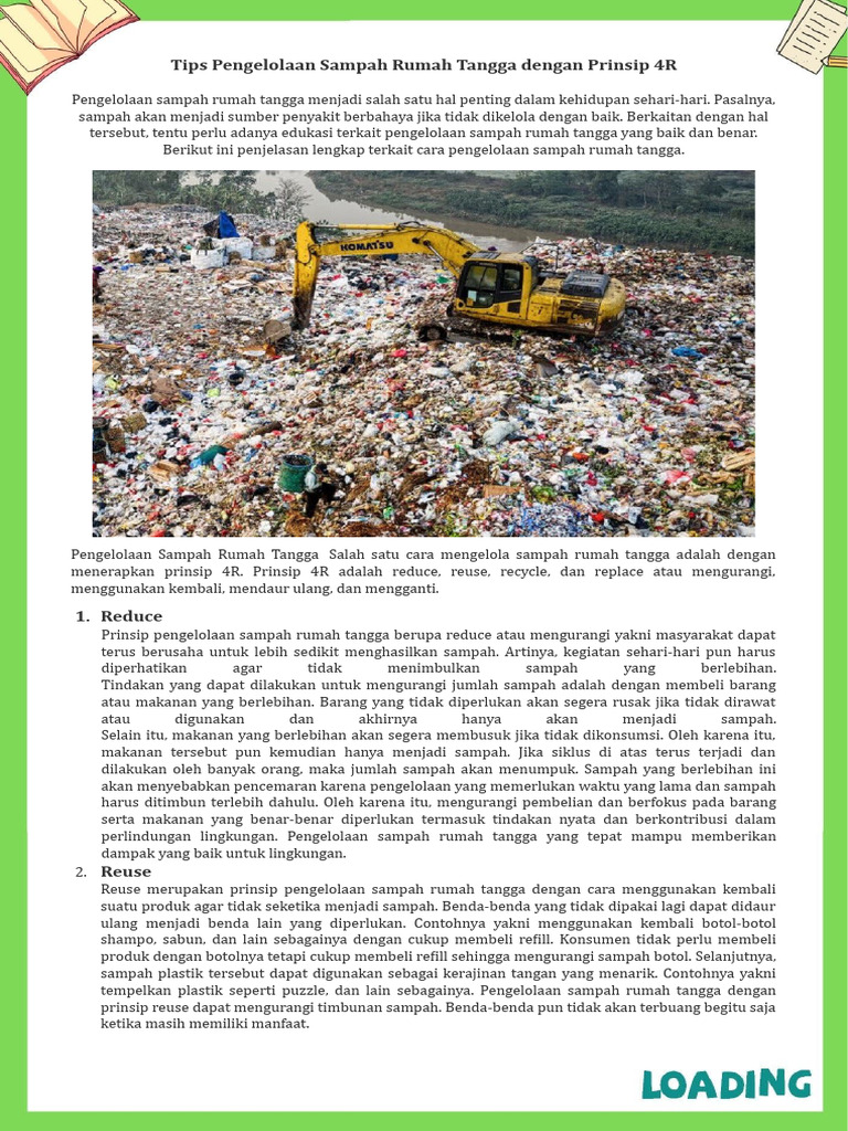 Tips Pengelolaan Sampah Rumah Tangga Dengan Prinsip 4R | PDF
